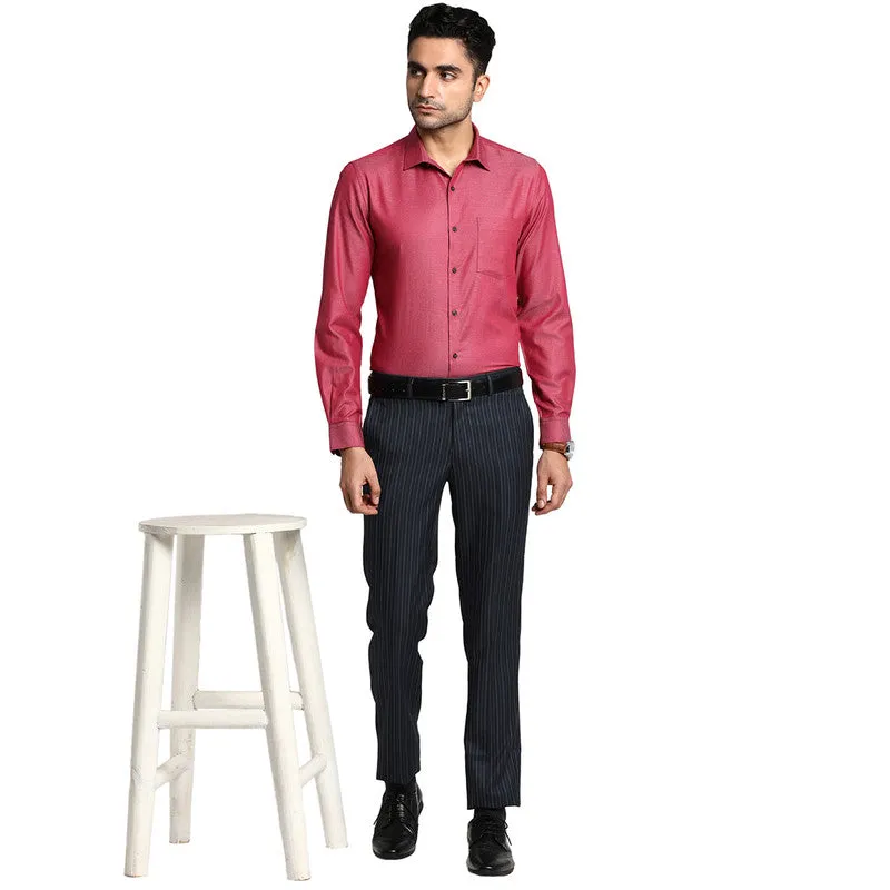 Cotton Maroon Slim Fit Self Design Formal Shirts