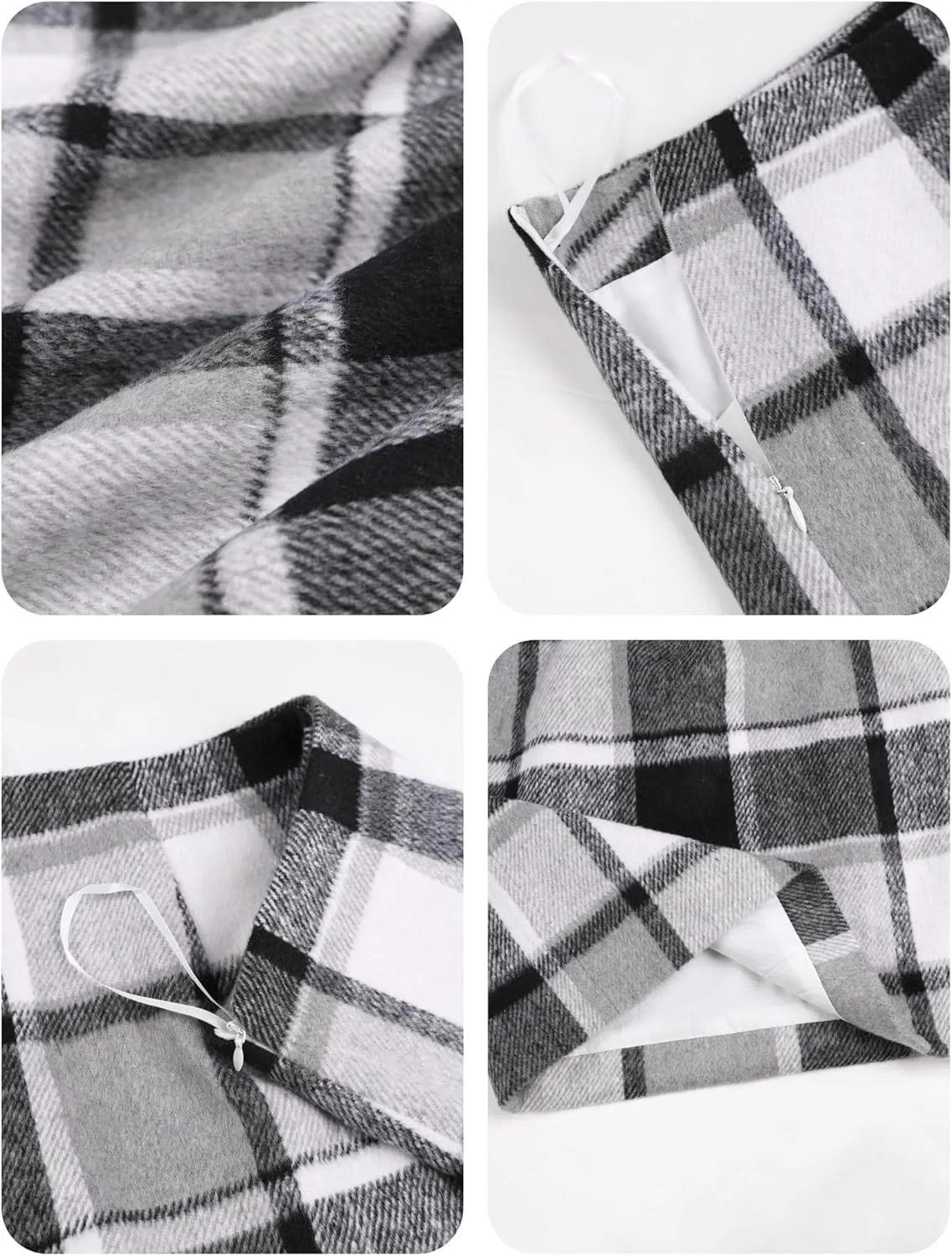 Dqbeng Plaid Skirts for Women High Waisted A Line Flannel Pencil Bodycon Skirt