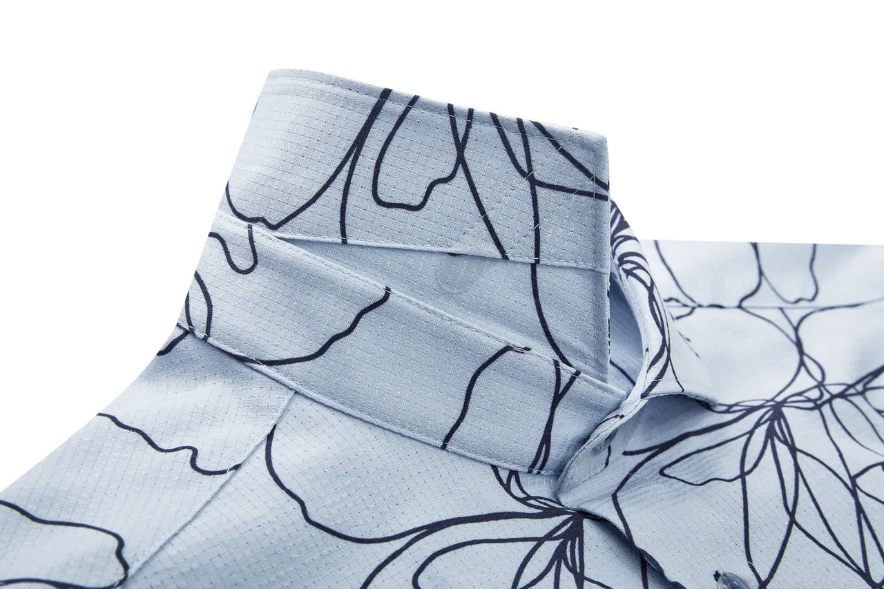 Dry Floral Sketch All Over Print Shirt in Smart Fit
