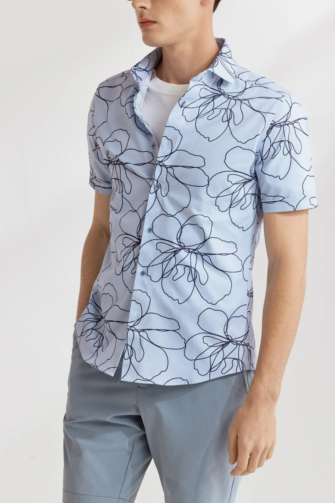 Dry Floral Sketch All Over Print Shirt in Smart Fit