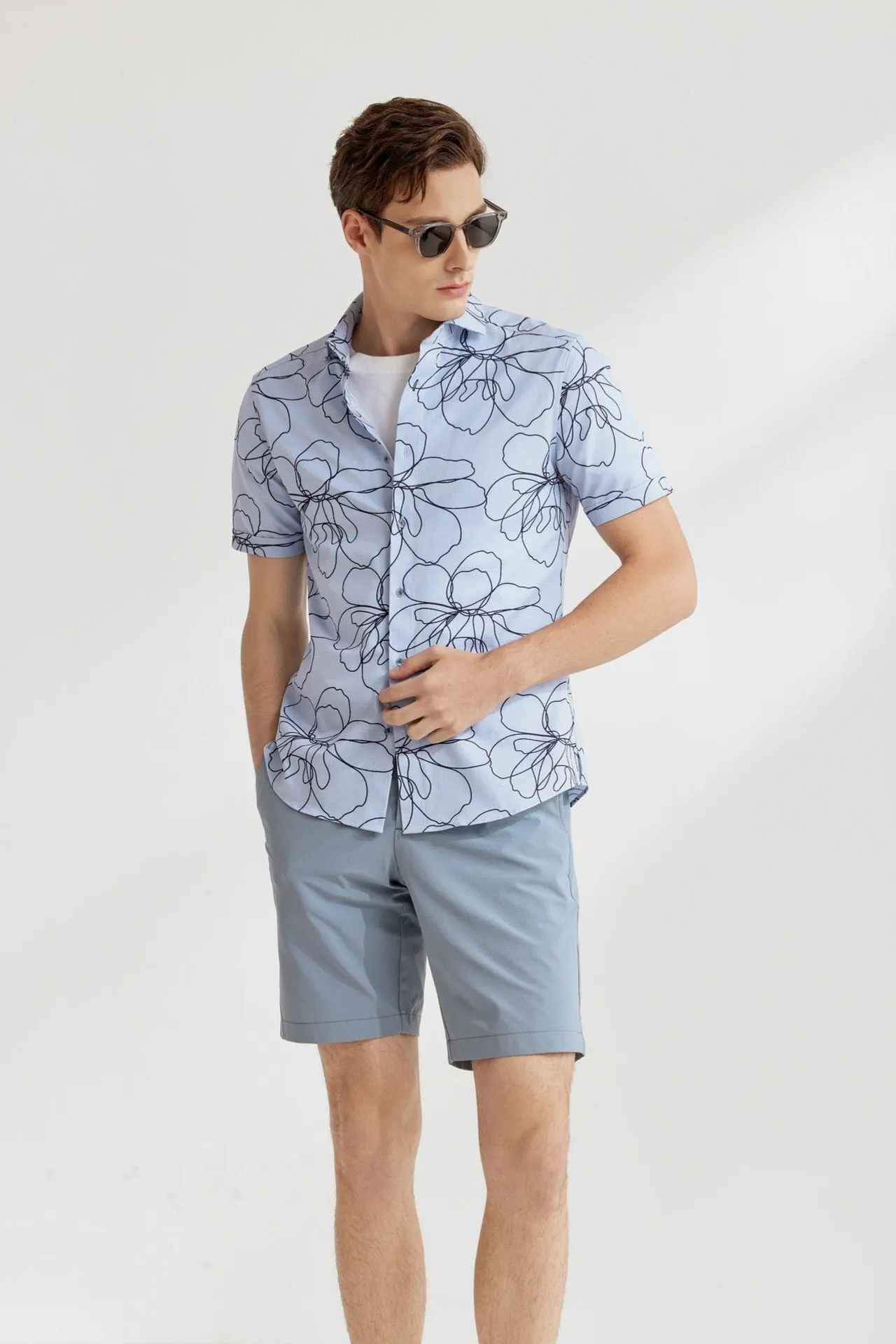 Dry Floral Sketch All Over Print Shirt in Smart Fit