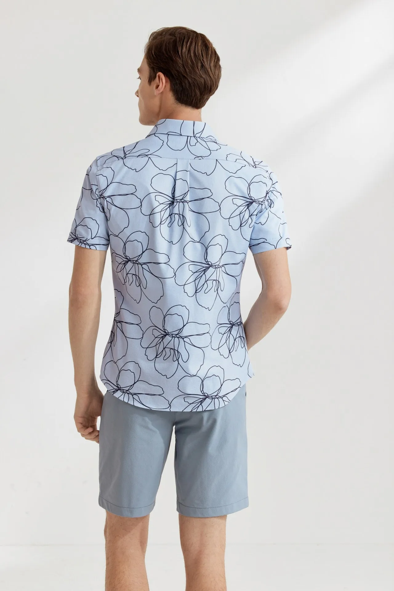 Dry Floral Sketch All Over Print Shirt in Smart Fit