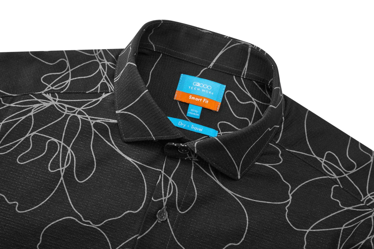 Dry Floral Sketch All Over Print Shirt in Smart Fit