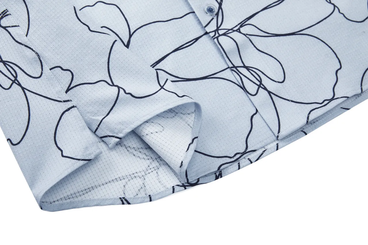 Dry Floral Sketch All Over Print Shirt in Smart Fit