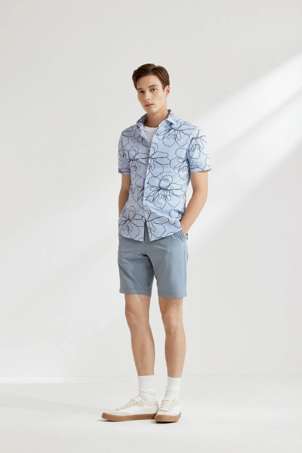 Dry Floral Sketch All Over Print Shirt in Smart Fit
