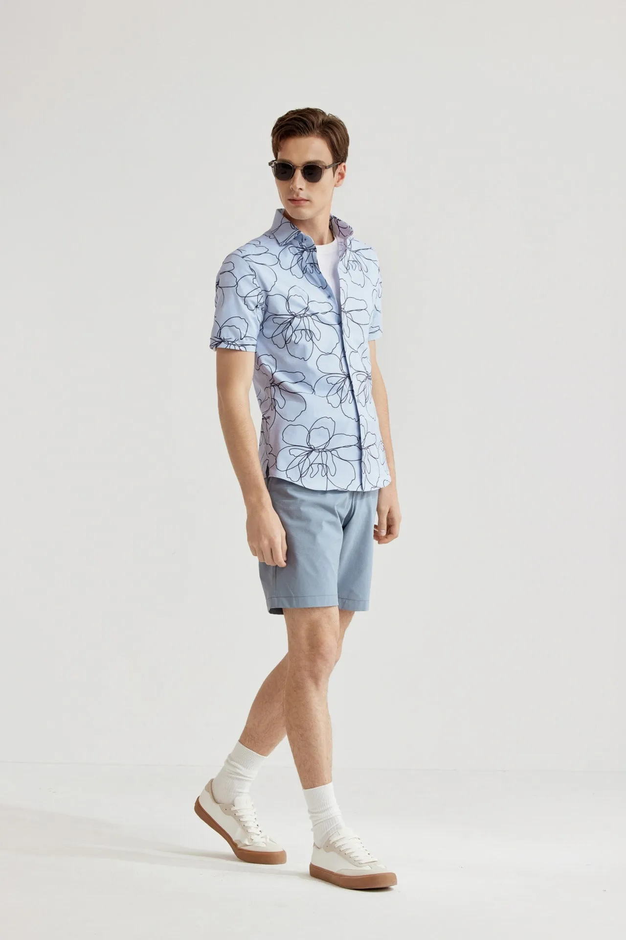 Dry Floral Sketch All Over Print Shirt in Smart Fit