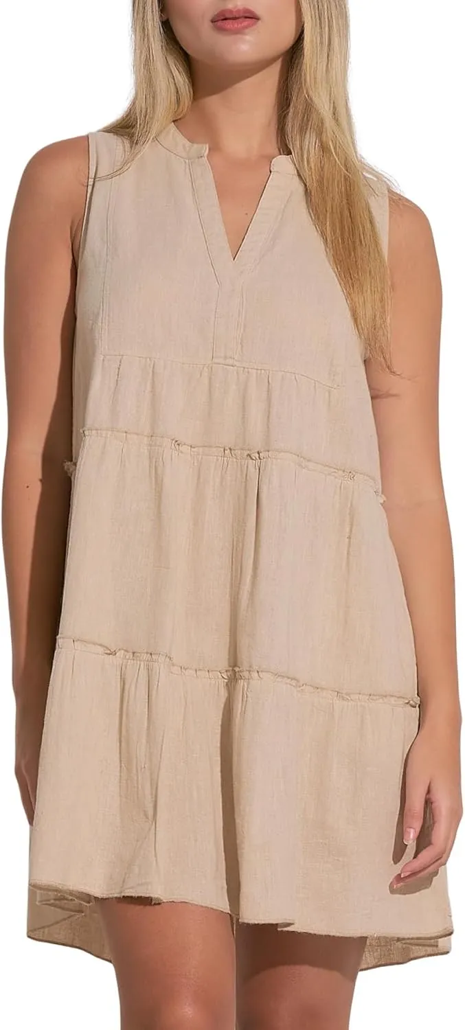 ELAN Women's Venus A-Line Sleeveless Tunic Dress