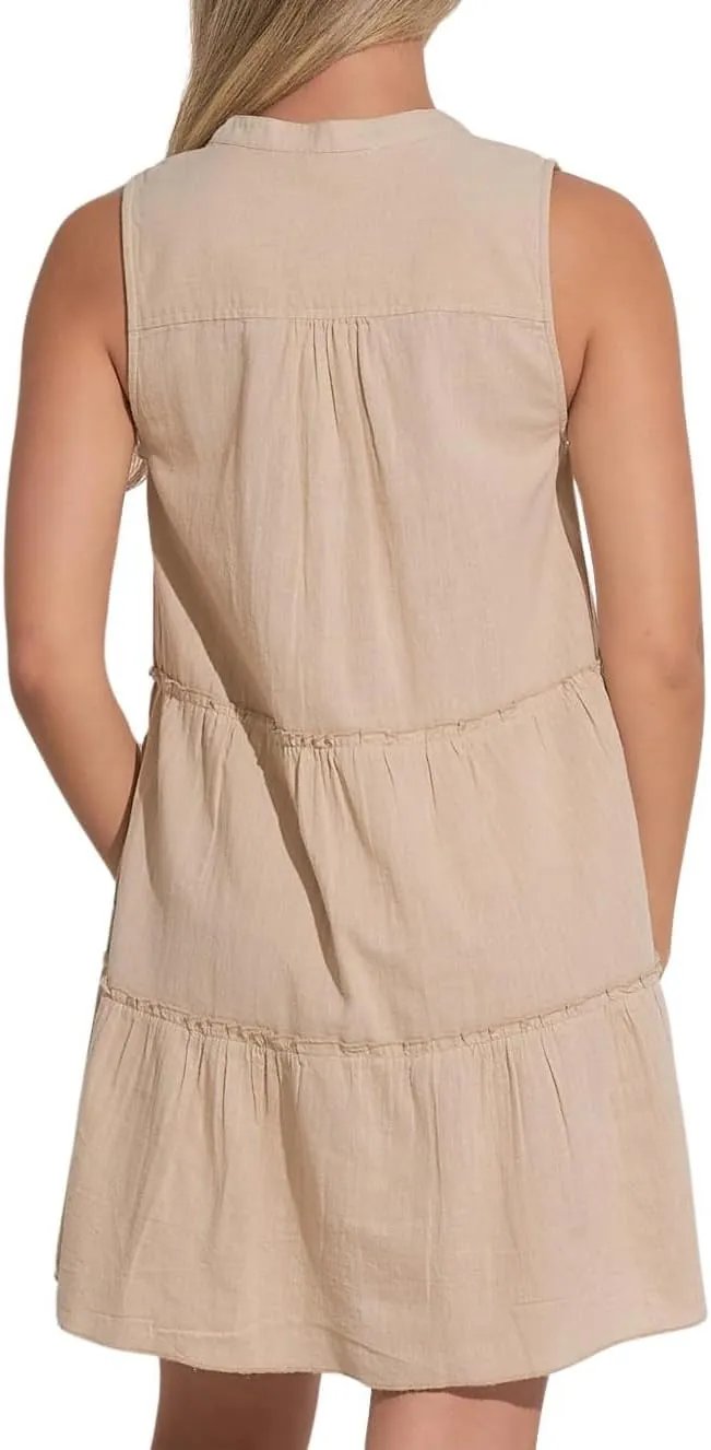 ELAN Women's Venus A-Line Sleeveless Tunic Dress