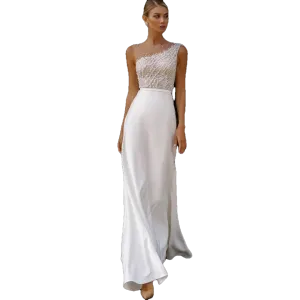 Elegant Mermaid Lace Sequins Beaded Wedding Dress  Bridal Gown With Cape