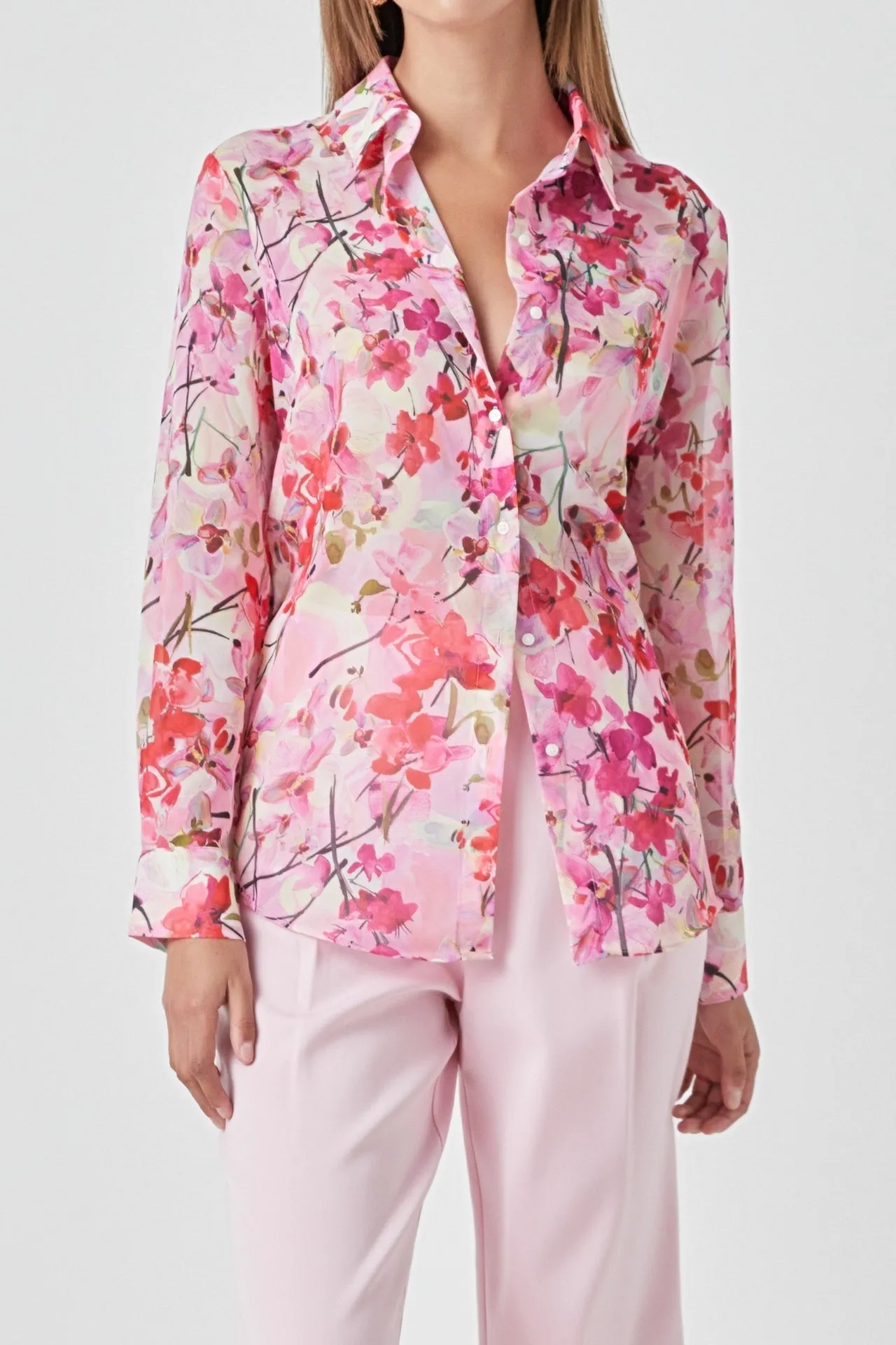 Endless Rose - Floral Print Oversize Shirt