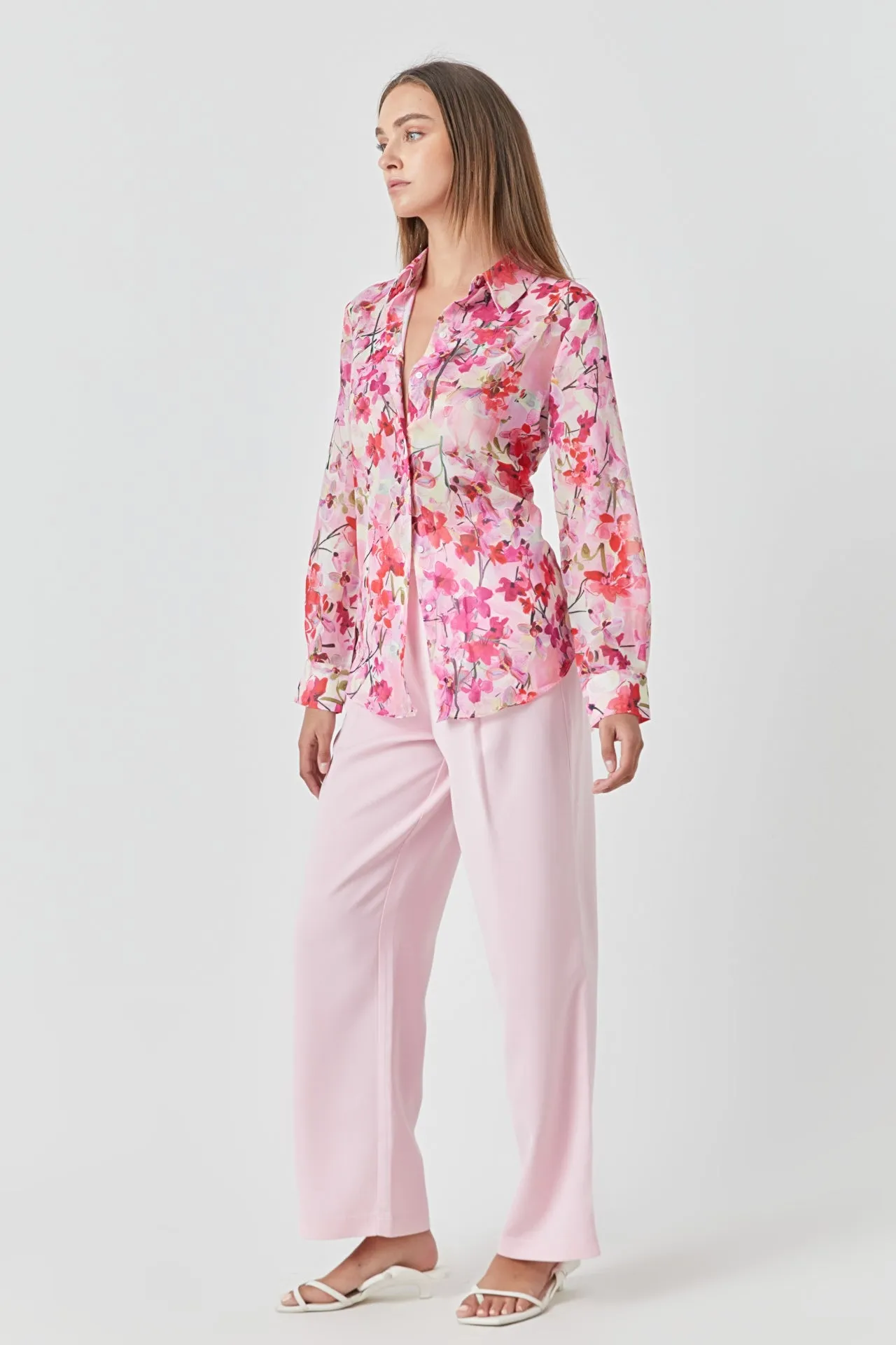 Endless Rose - Floral Print Oversize Shirt