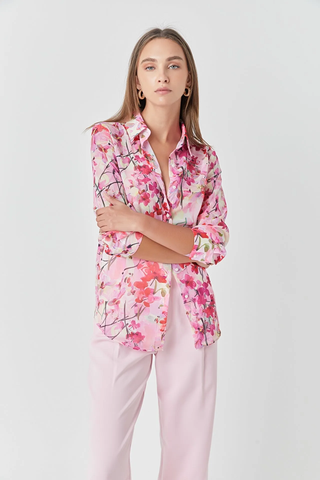 Endless Rose - Floral Print Oversize Shirt