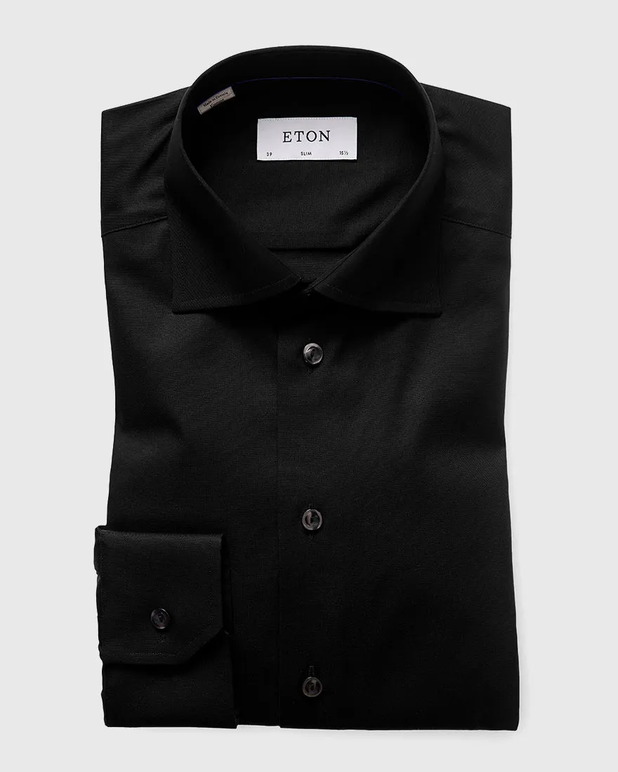 ETON 30007951118 BLACK SIGNATURE TWILL SLIM SC SHIRT