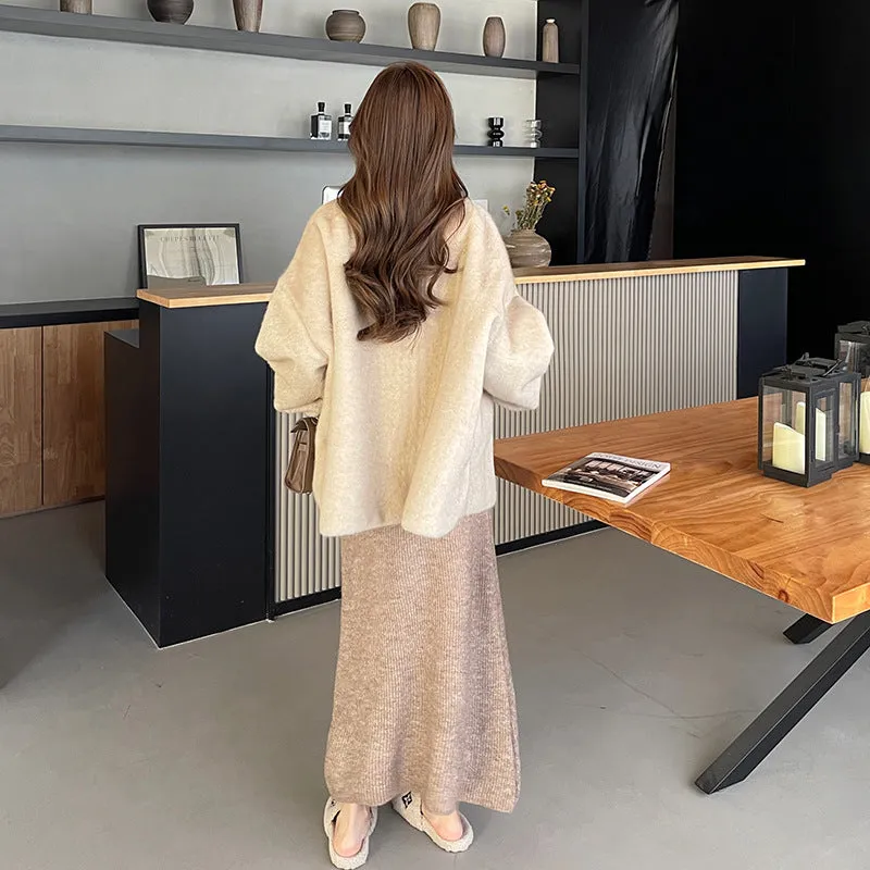 Fashionkova soulja boy outfits Winter Love Soft Micro Fishtail Knitted Skirt Draping Straight Sweet Style Skirt for Women Autumn and Winter