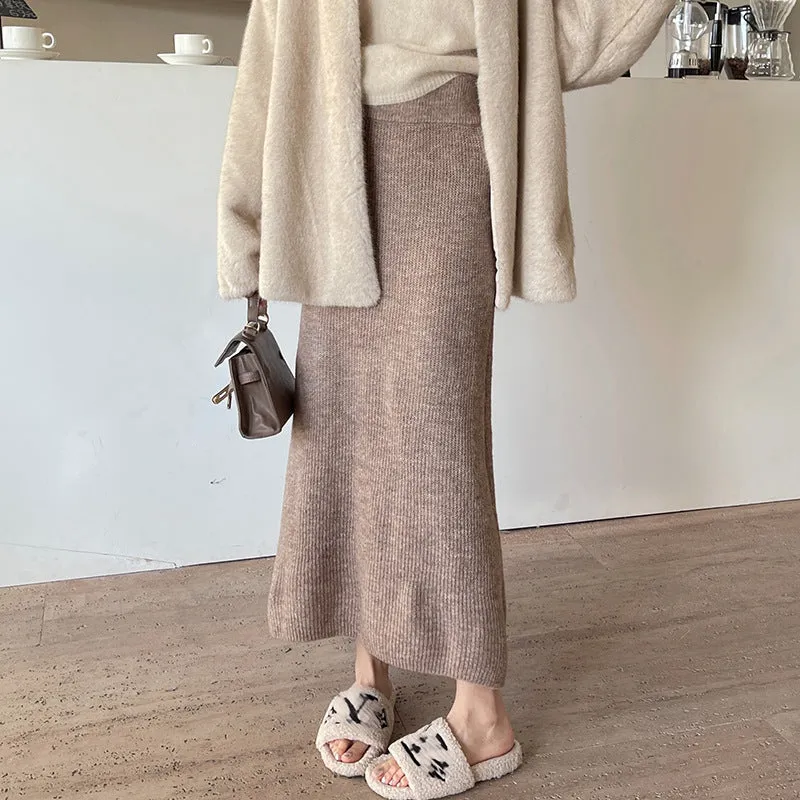 Fashionkova soulja boy outfits Winter Love Soft Micro Fishtail Knitted Skirt Draping Straight Sweet Style Skirt for Women Autumn and Winter
