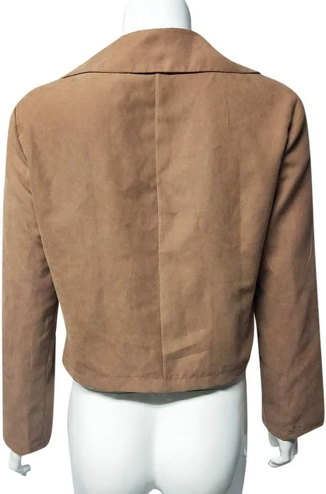 Faux Suede Leather Jackets Zipper Slim Fit Motorcycle Biker Short PU Leather Coat