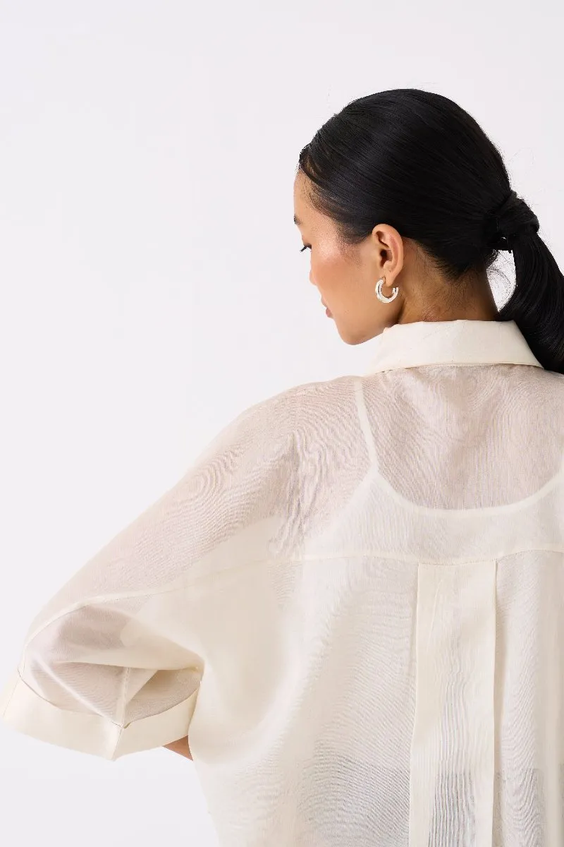Floral Applique Shirt Co ord set of 2 Ivory