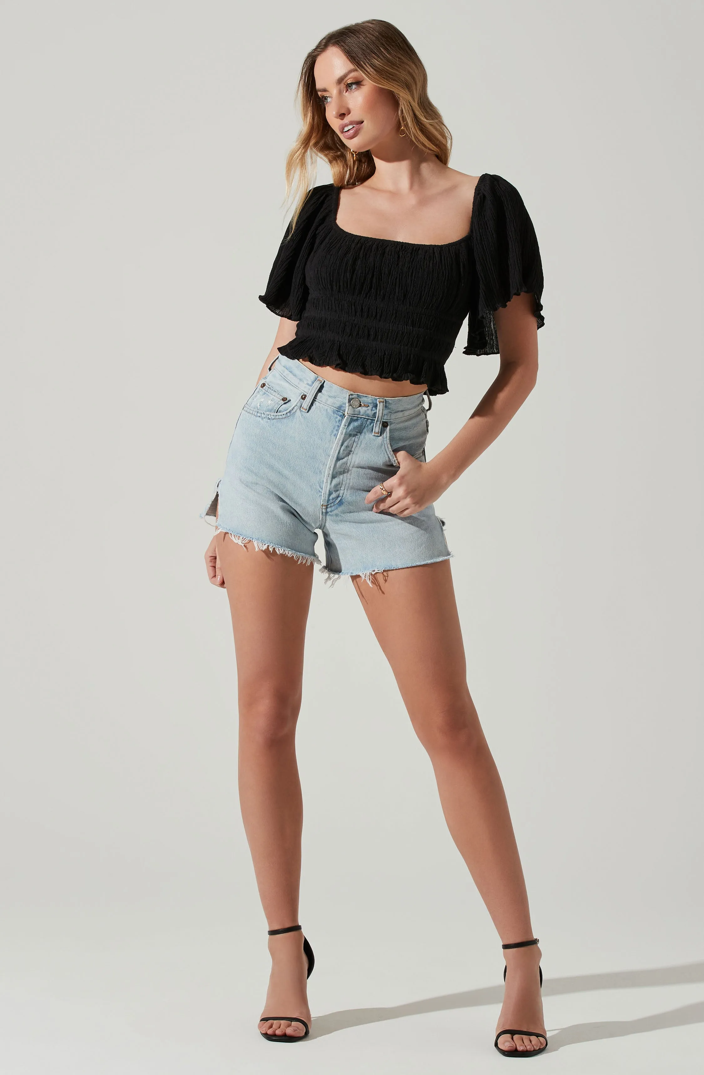 Flutter Sleeve Lace Back Top