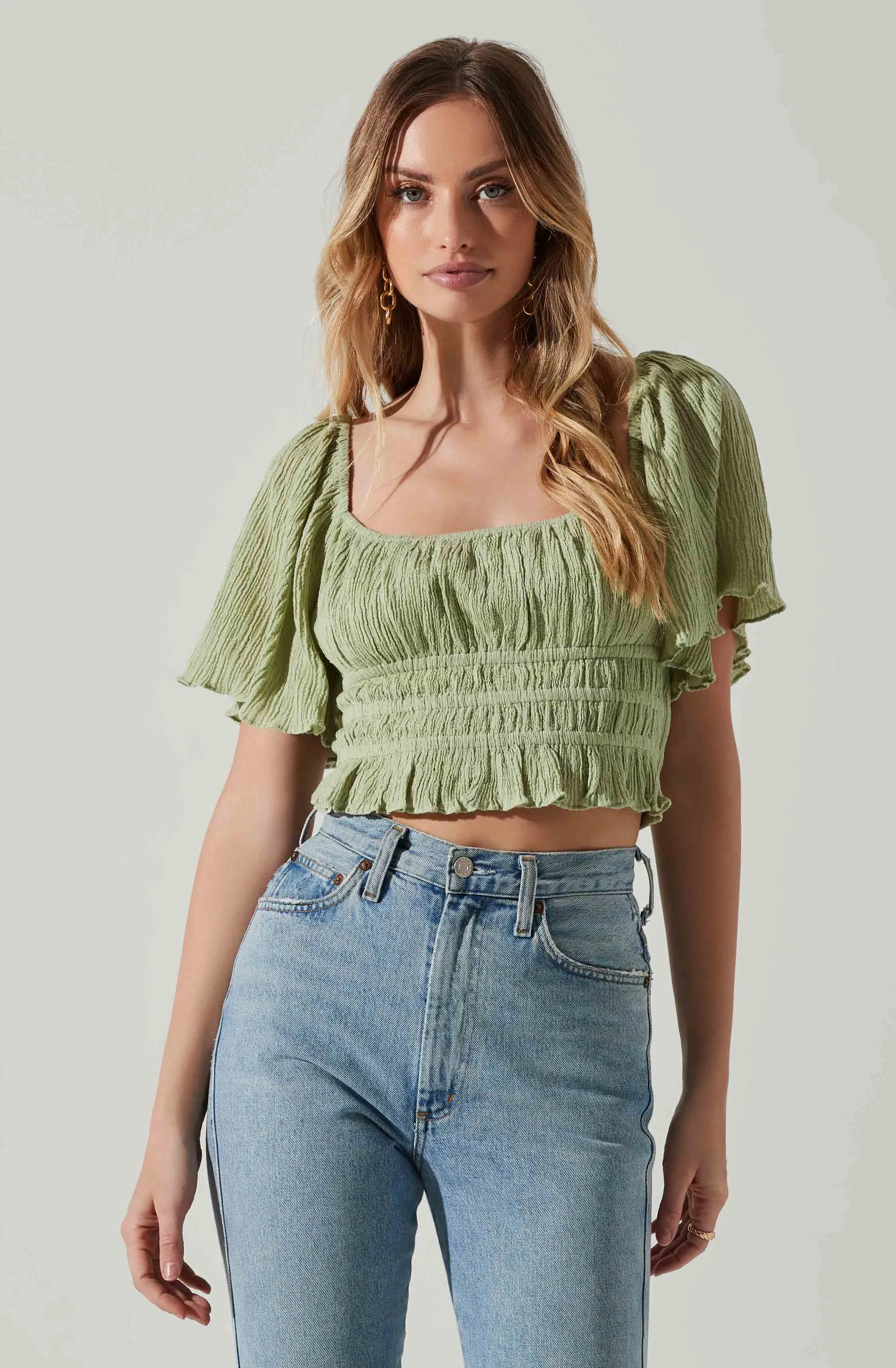 Flutter Sleeve Lace Back Top