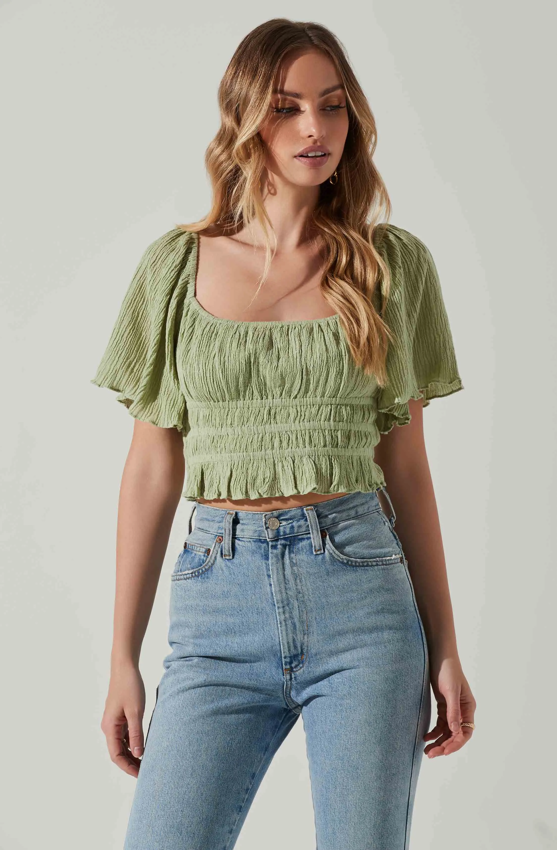 Flutter Sleeve Lace Back Top