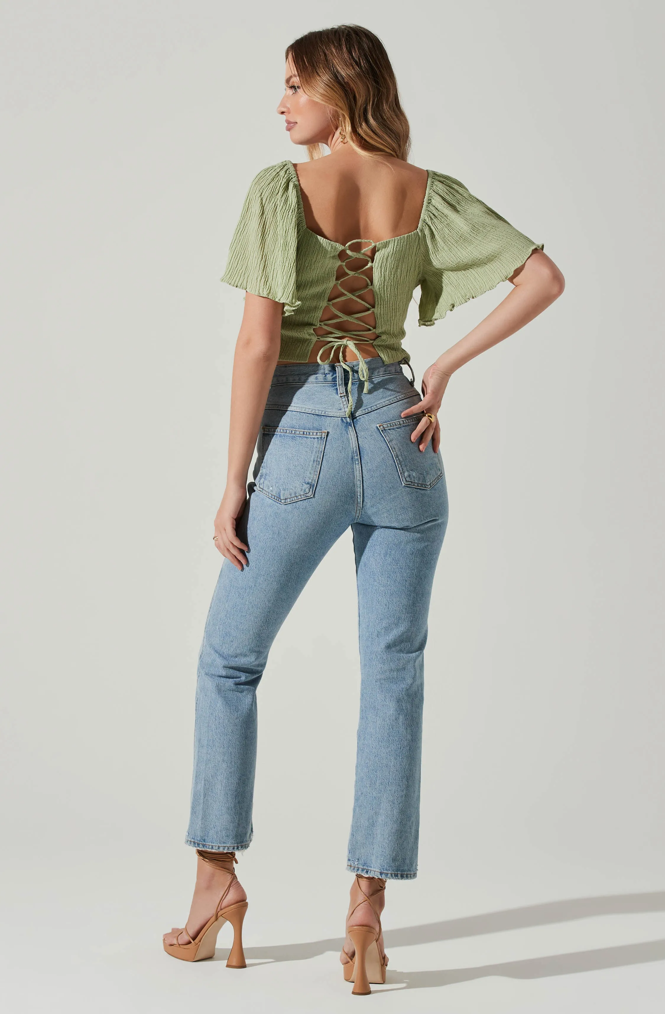 Flutter Sleeve Lace Back Top