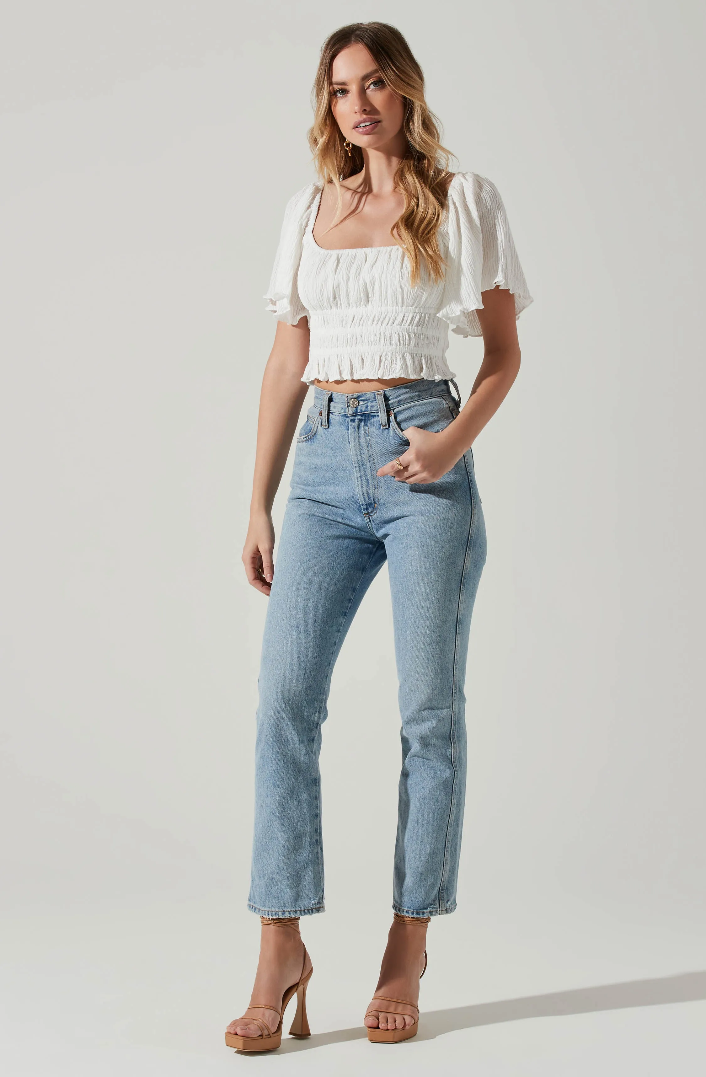 Flutter Sleeve Lace Back Top