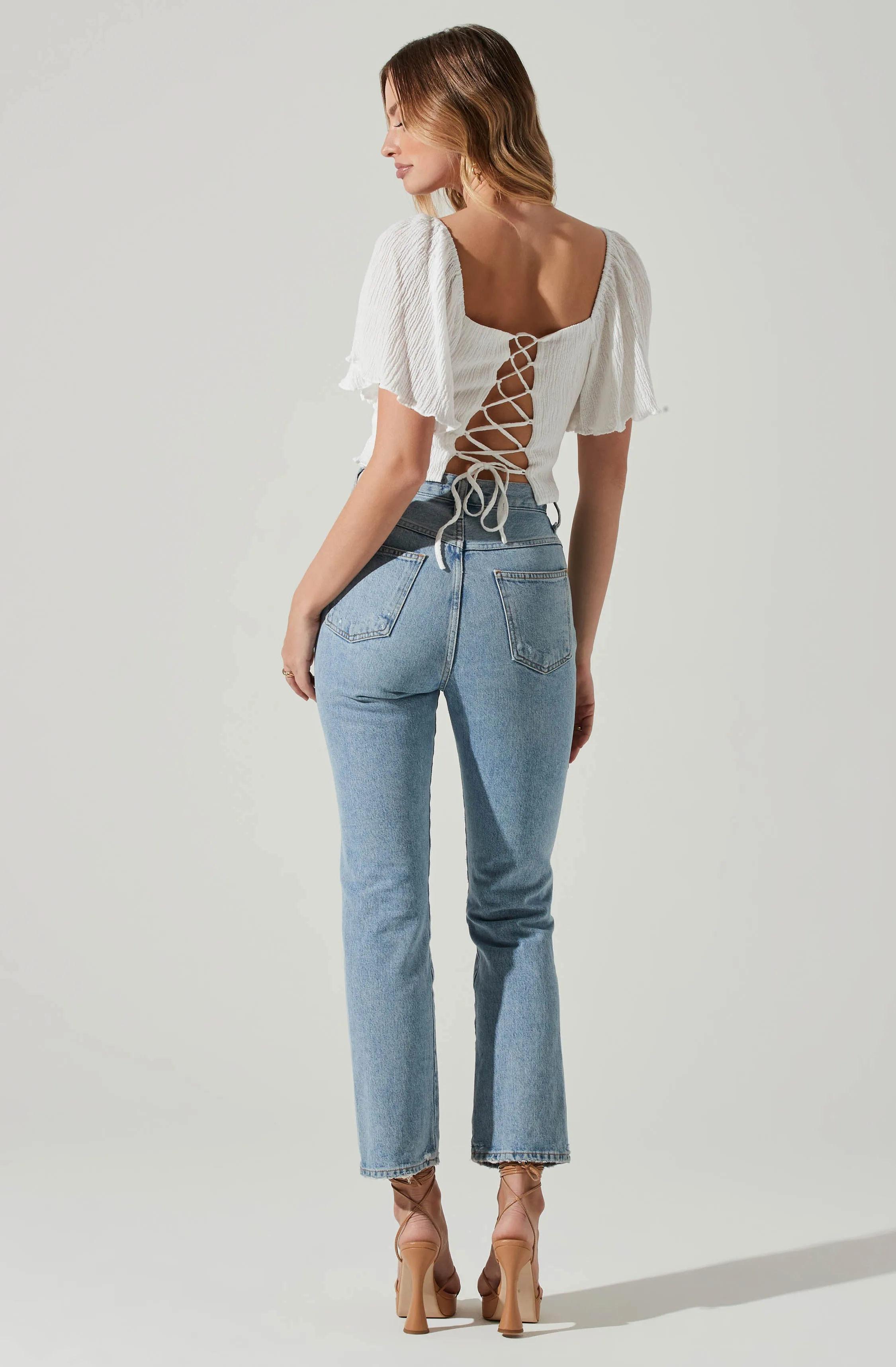 Flutter Sleeve Lace Back Top