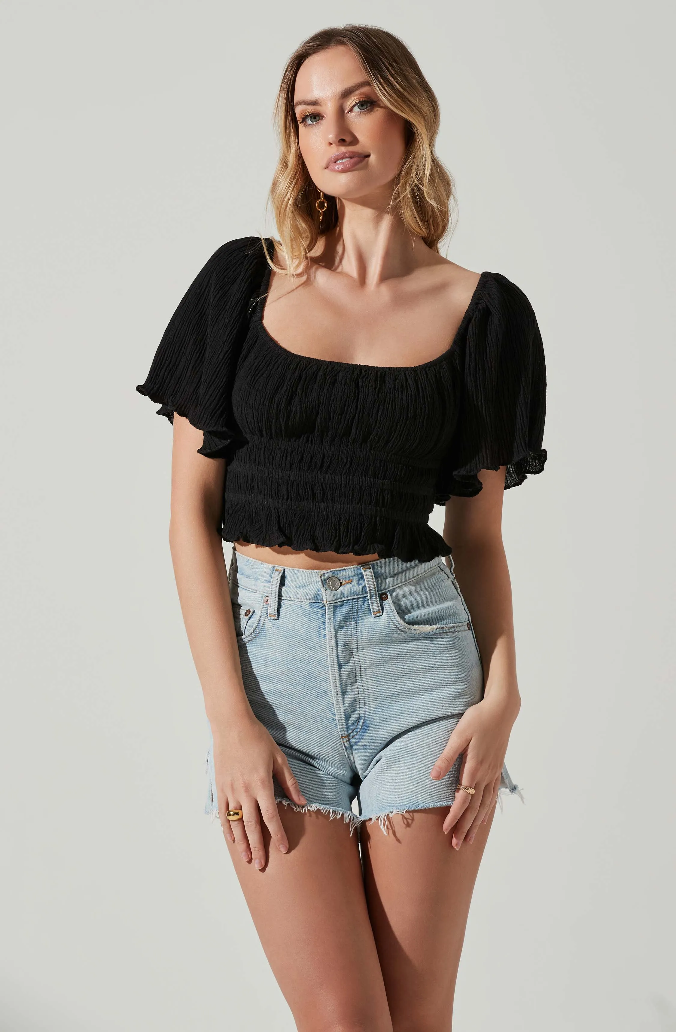 Flutter Sleeve Lace Back Top