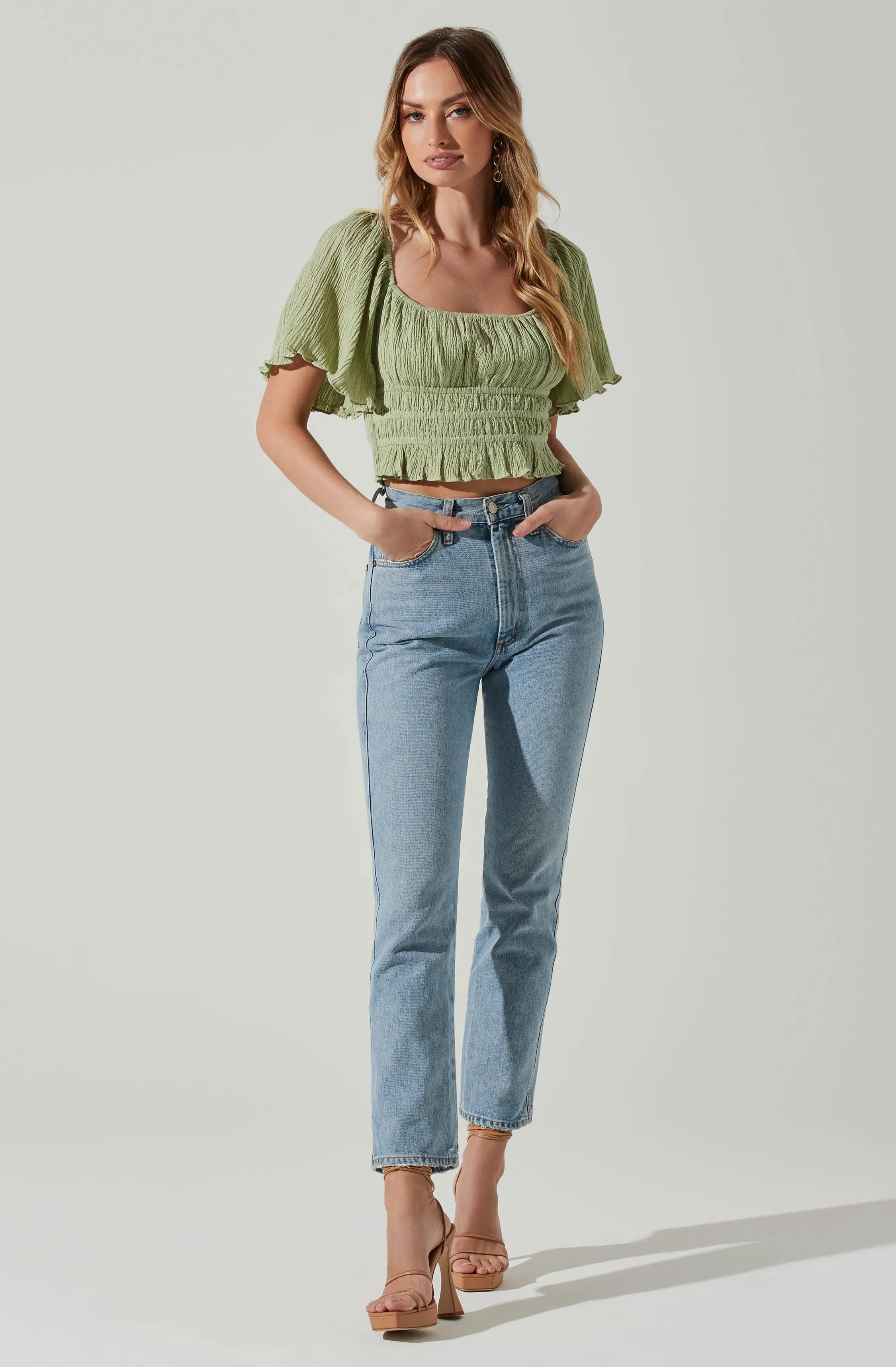 Flutter Sleeve Lace Back Top