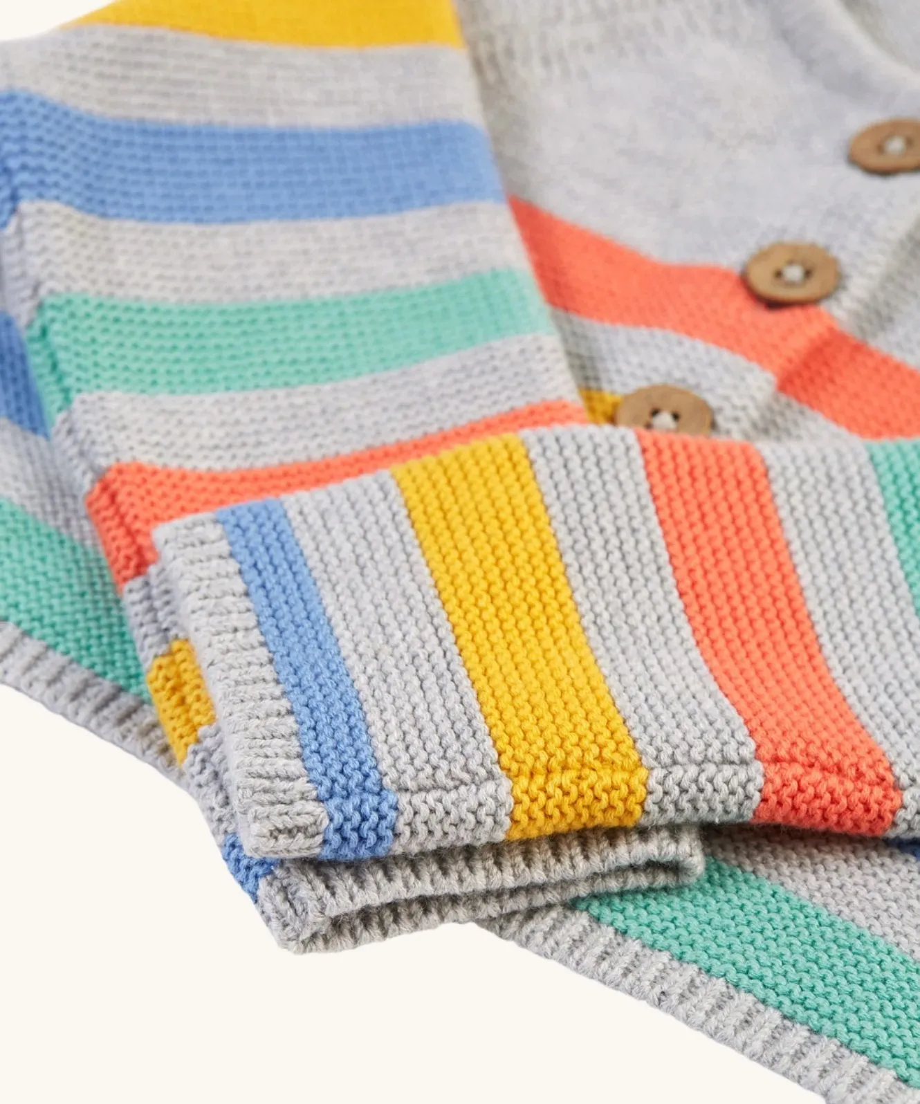 Frugi Bright As A Button Cardi - Grey Marl Stripe