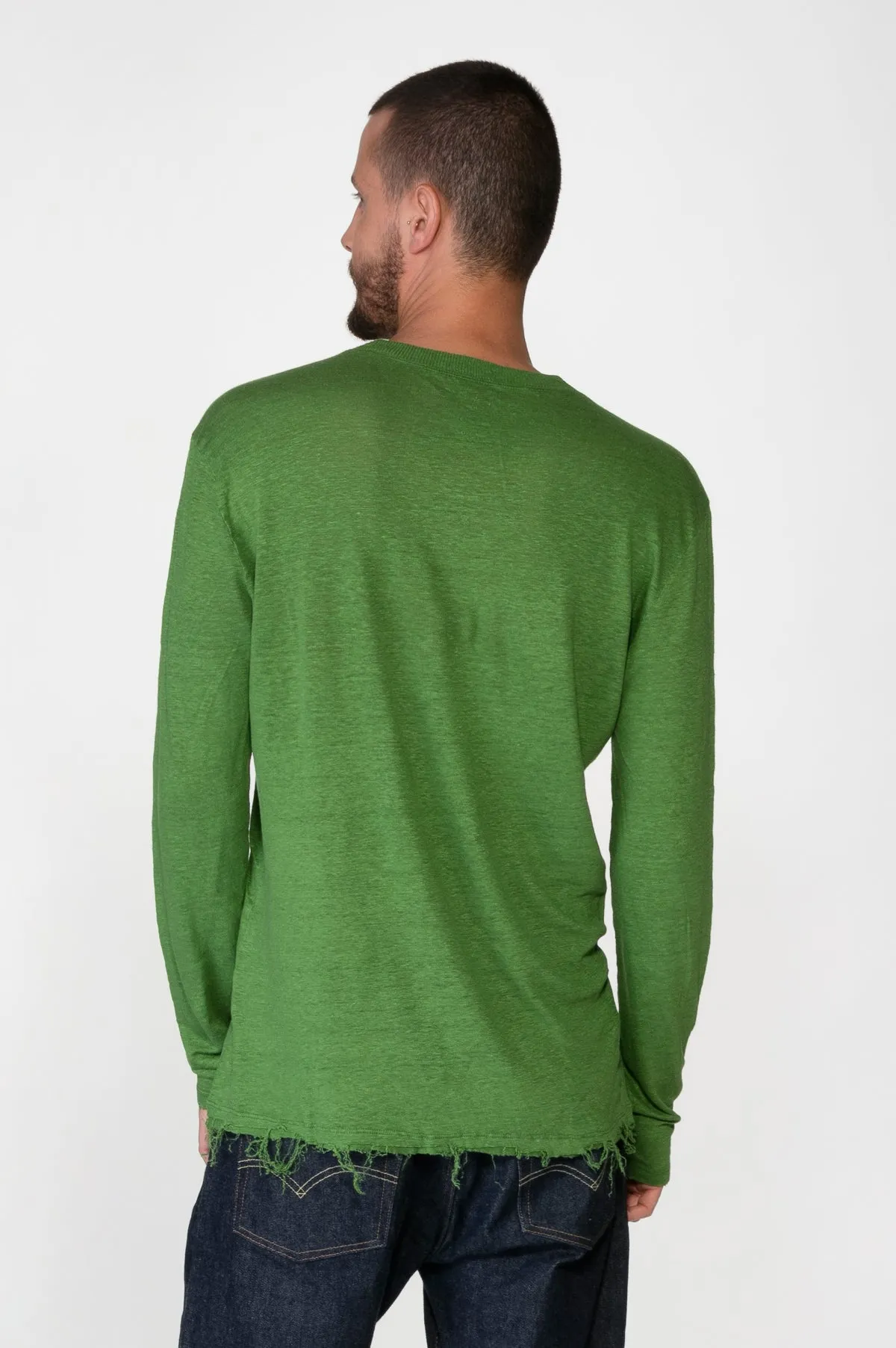 Green Men's Linen Long Shirt