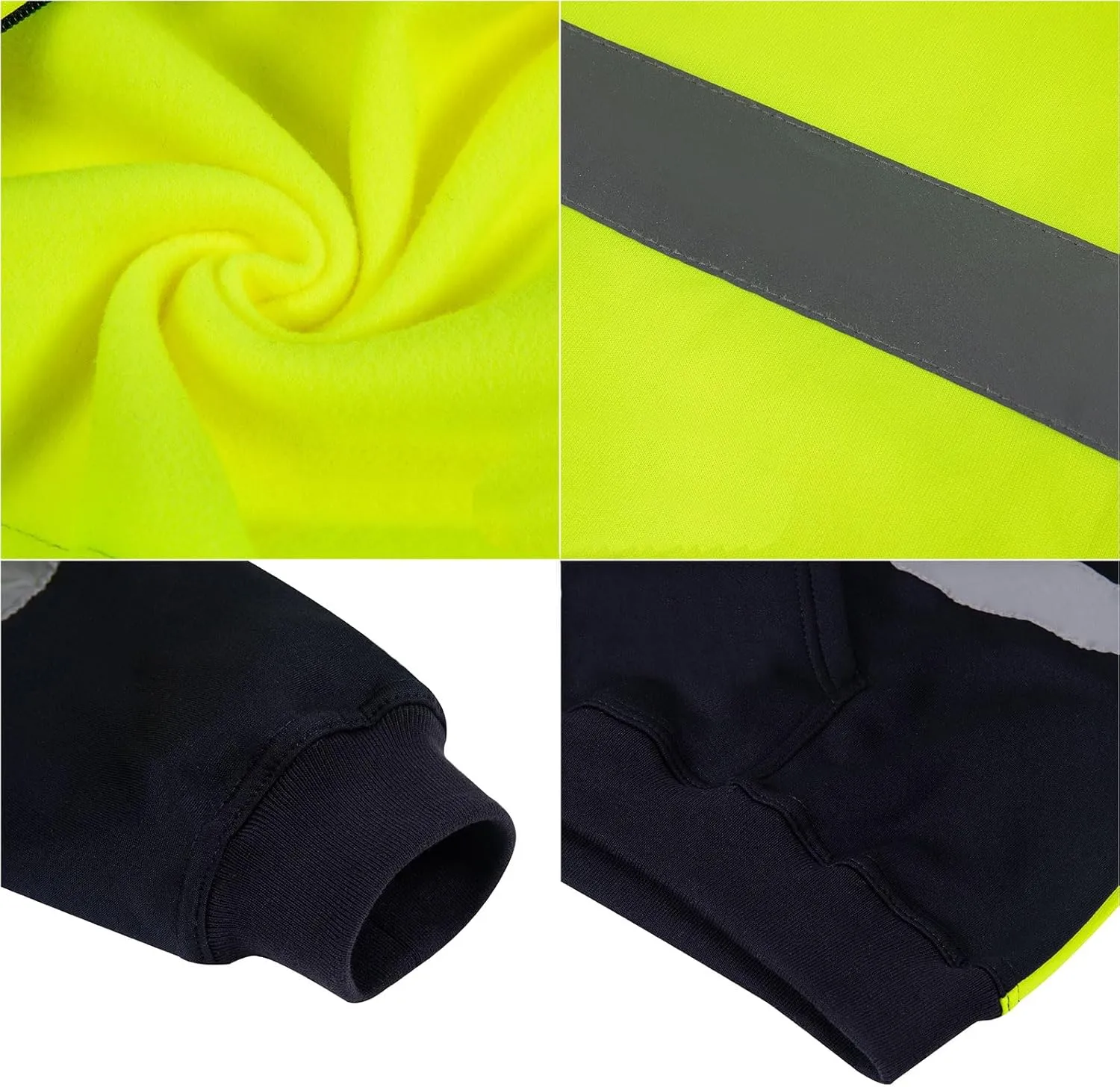 HI VIS Safety Hoodie Jacket for Men, Class 3 Reflective Hoodie with Pockets