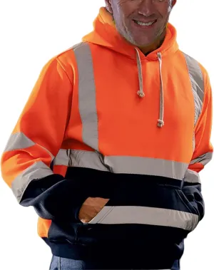 High Visibility Safety Sweatshirt Jackets for Men Class 3 Reflection Safety Hoodies Hi Vis Jackets Zip Hooded Pullover