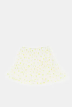 Infant Girls White Flared Floral Print Skirt