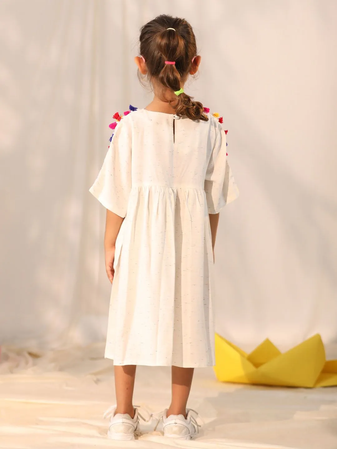 Jashvi Girls' Cream Holi Special Dress