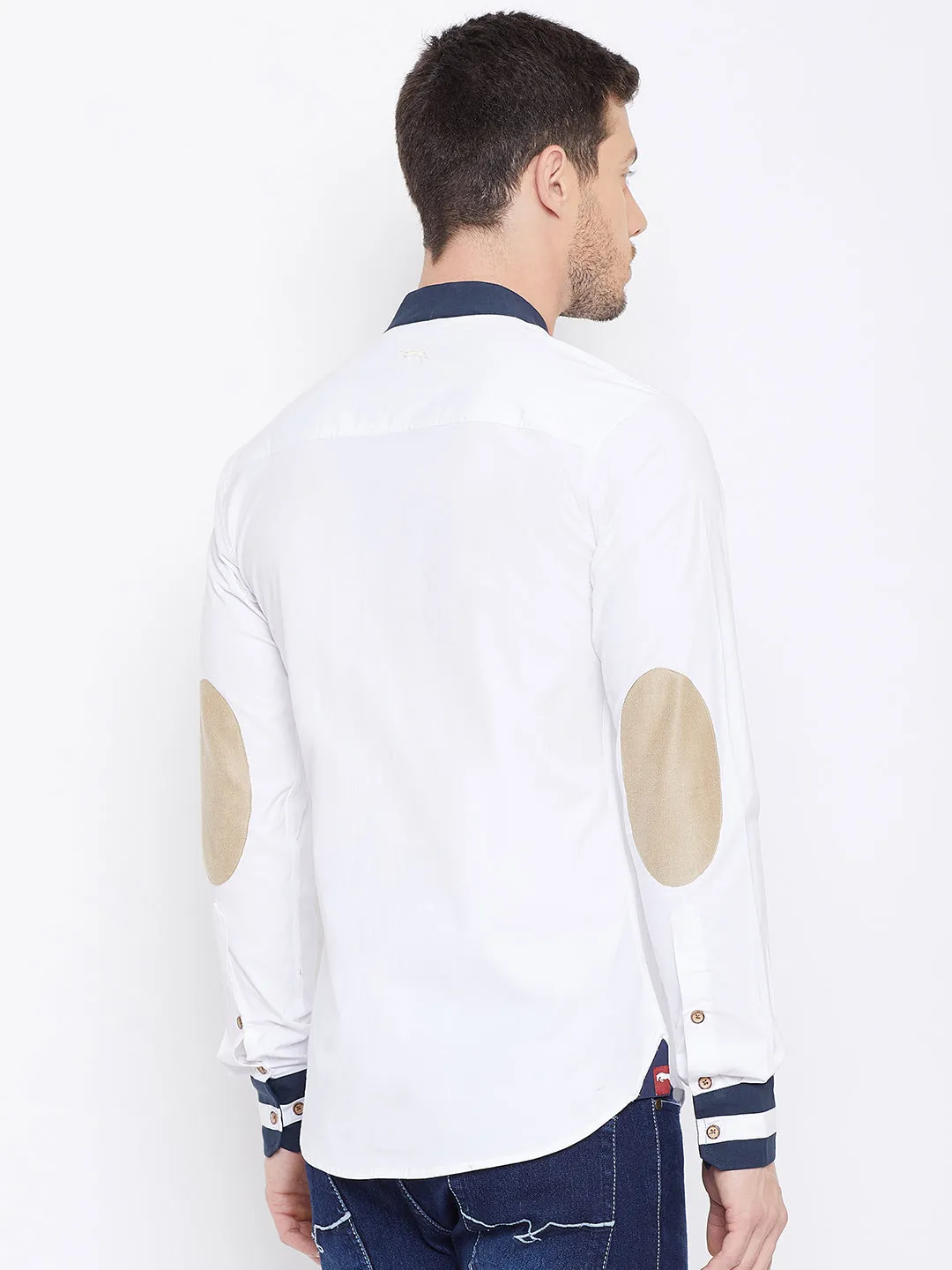 JUMP USA Men White Solid Slim Fit Shirt