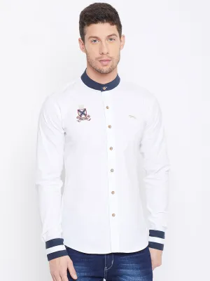 JUMP USA Men White Solid Slim Fit Shirt