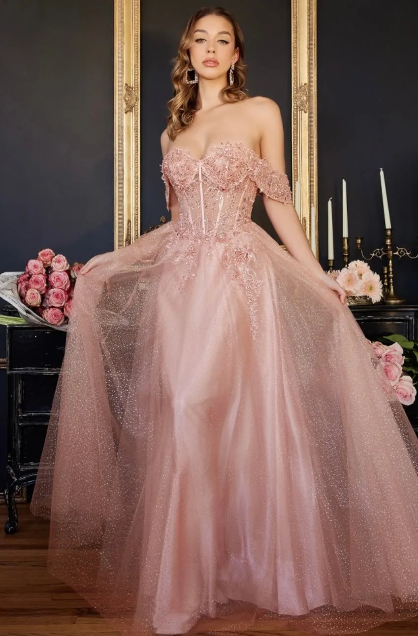 LACE A LINE OFF SHOULDER GOWN