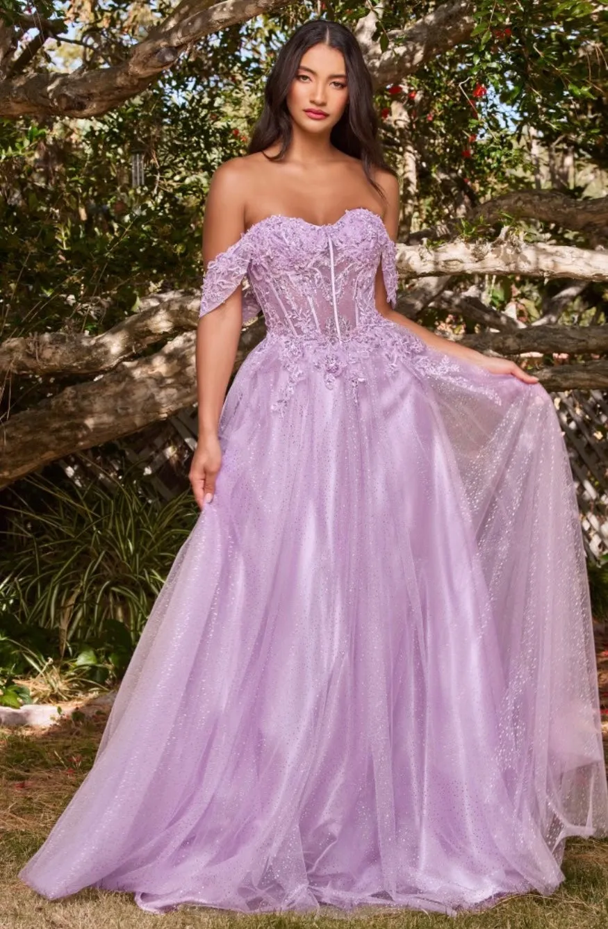 LACE A LINE OFF SHOULDER GOWN