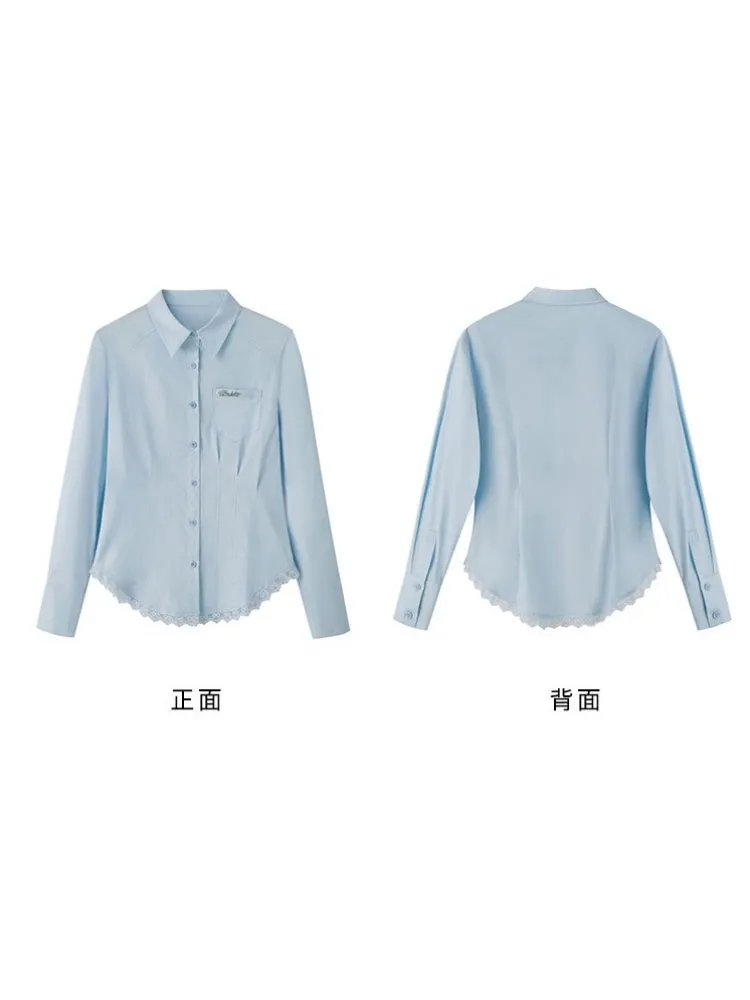 Lace Stitch Waist Slim Shirt【s0000003201】