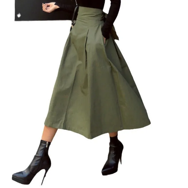 Lanfubeisi fashion outfits Women's Spring Women's Solid Color Skirt A- Line Umbrella Skirt Bow Waist Large Swing Dress