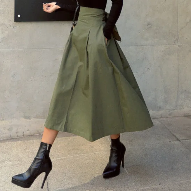 Lanfubeisi fashion outfits Women's Spring Women's Solid Color Skirt A- Line Umbrella Skirt Bow Waist Large Swing Dress