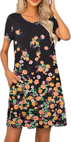 levaca Women Tshirt Dress 2024 Short Sleeve Flowy Casual Summer Dresses with Pockets
