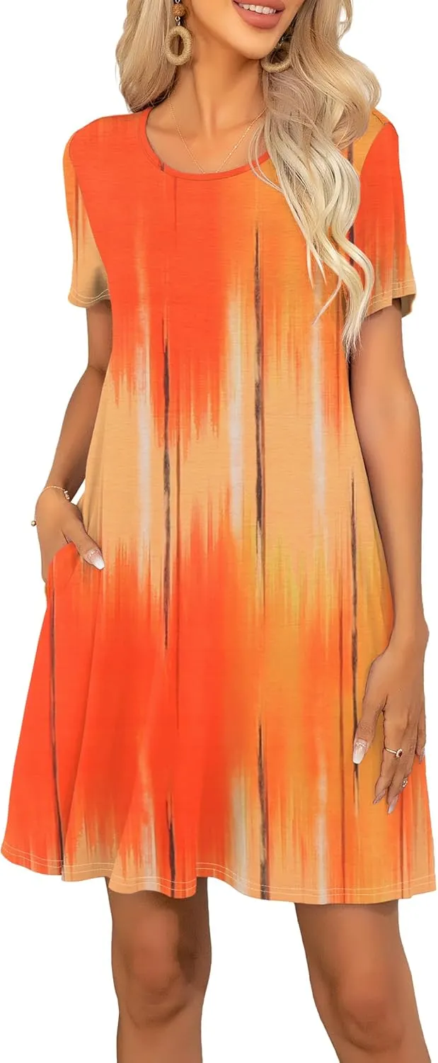 levaca Women Tshirt Dress 2024 Short Sleeve Flowy Casual Summer Dresses with Pockets