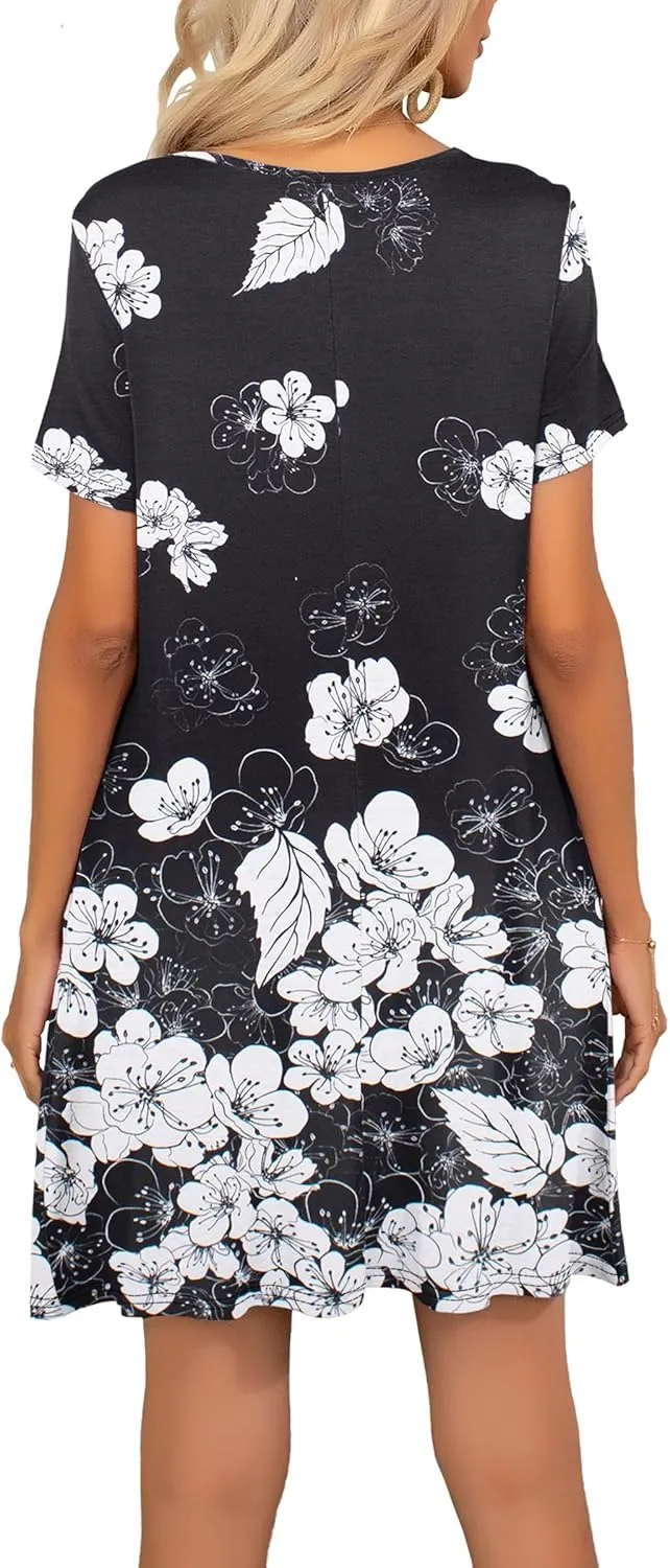 levaca Women Tshirt Dress 2024 Short Sleeve Flowy Casual Summer Dresses with Pockets