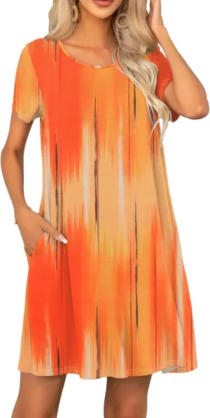 levaca Women Tshirt Dress 2024 Short Sleeve Flowy Casual Summer Dresses with Pockets