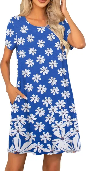 levaca Women Tshirt Dress 2024 Short Sleeve Flowy Casual Summer Dresses with Pockets