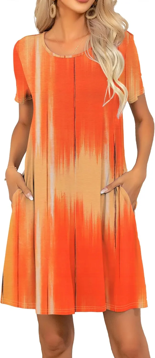 levaca Women Tshirt Dress 2024 Short Sleeve Flowy Casual Summer Dresses with Pockets