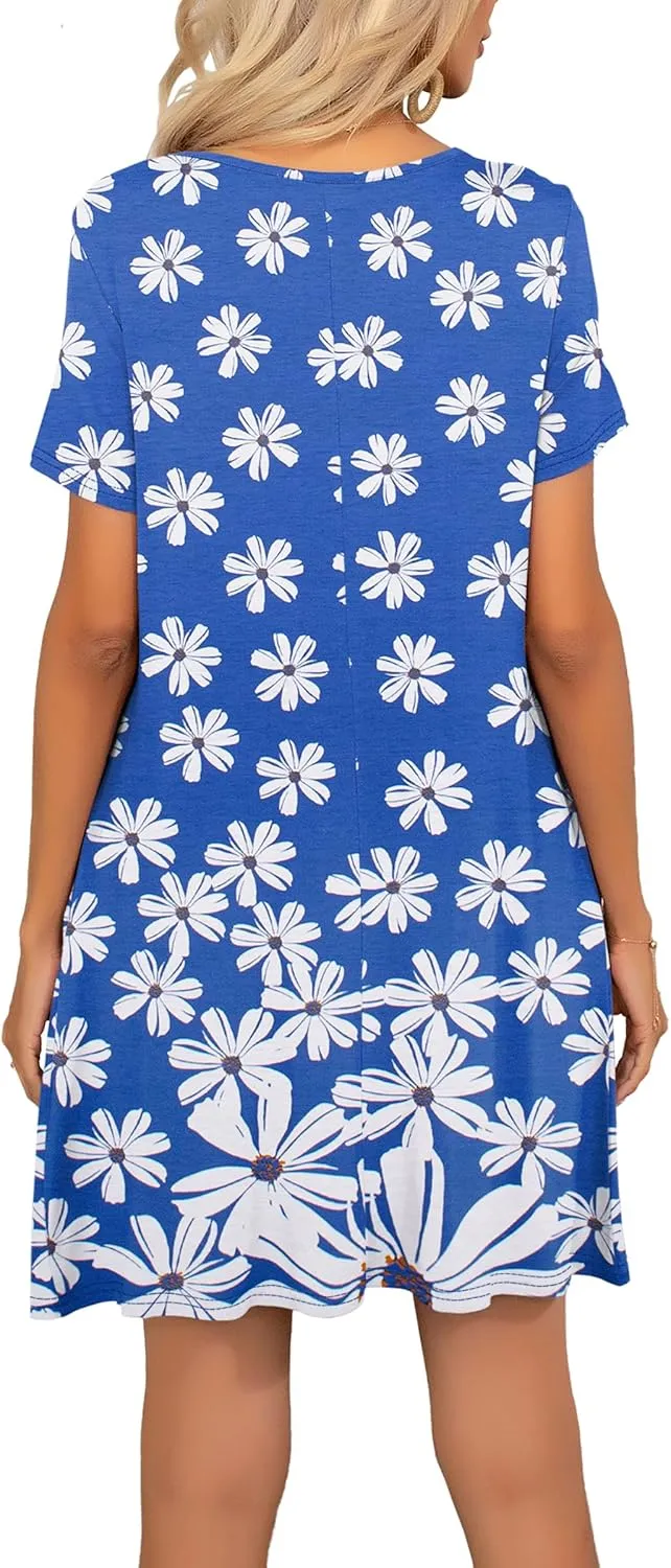 levaca Women Tshirt Dress 2024 Short Sleeve Flowy Casual Summer Dresses with Pockets