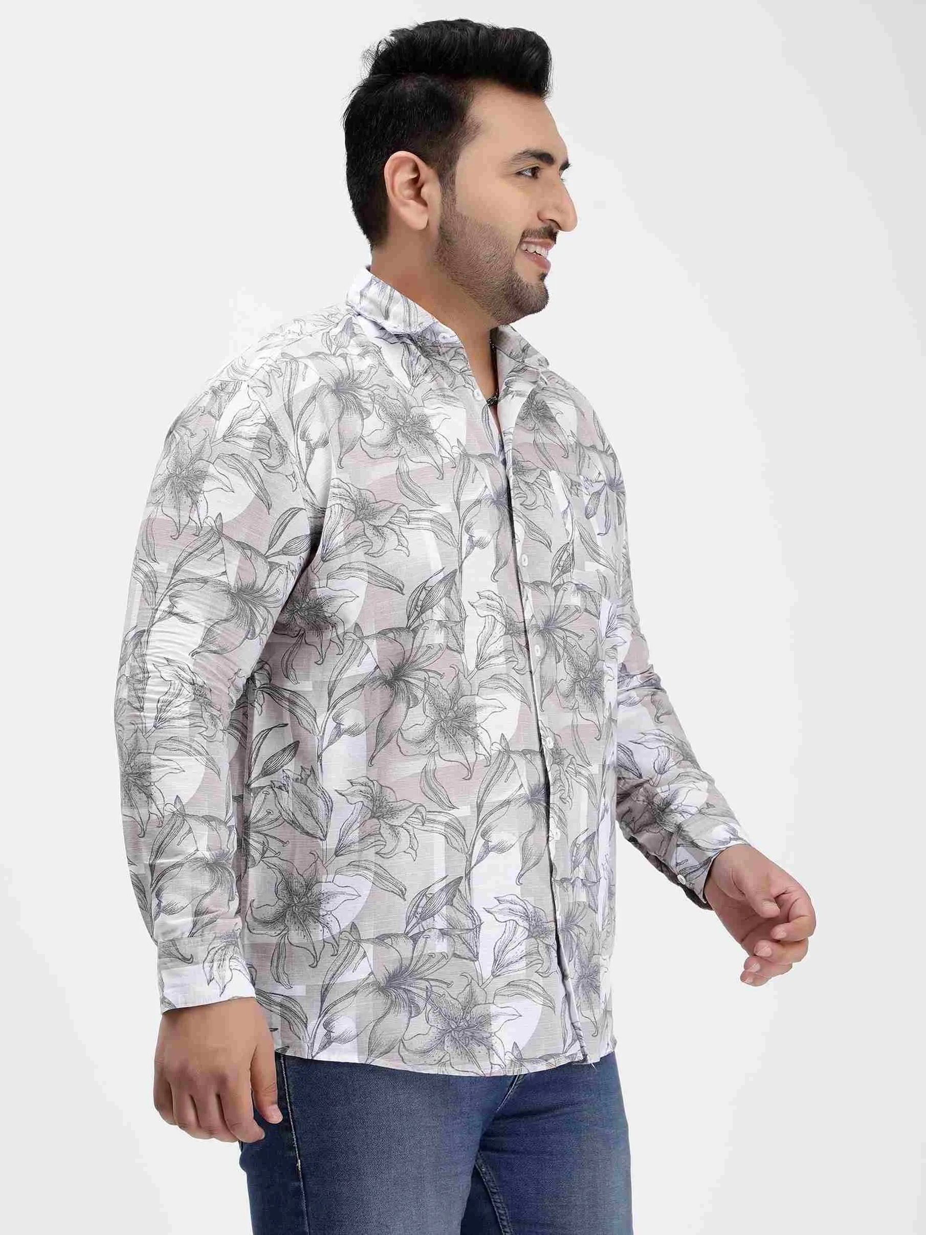Light Brown Floral Cotton Lee Shirt